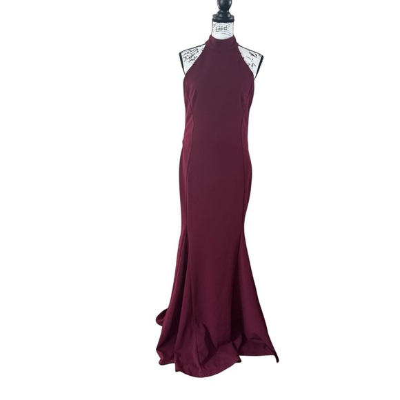 NWT Lulu’s Slice Of Joy Burgundy Halter Maxi Dress XL - Picture 4 of 11